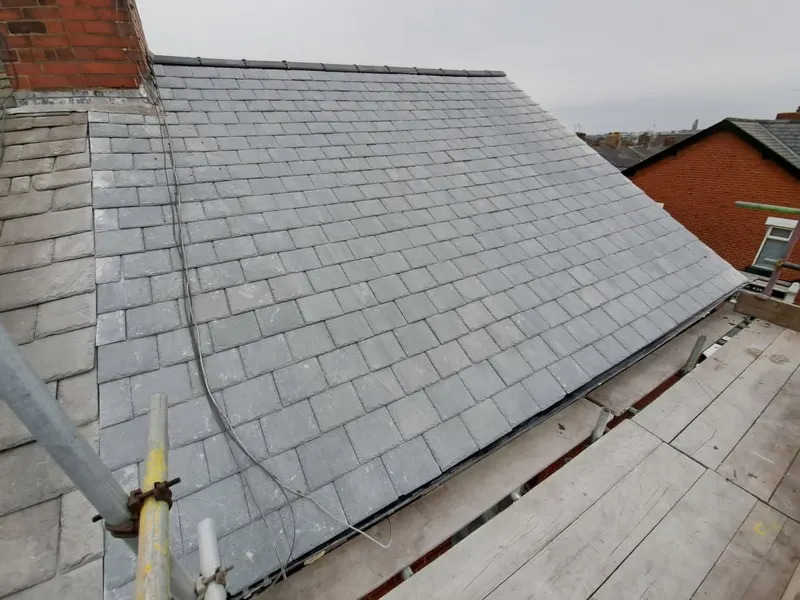 Slate roof being installed by roofers near Wetherby